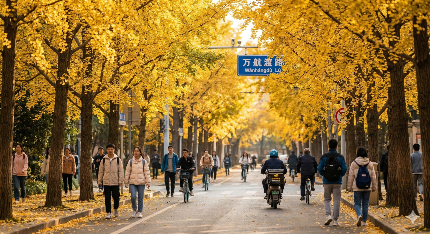 Survival-Chinese-autumn-vocabulary-guide-with-golden-ginkgo-trees